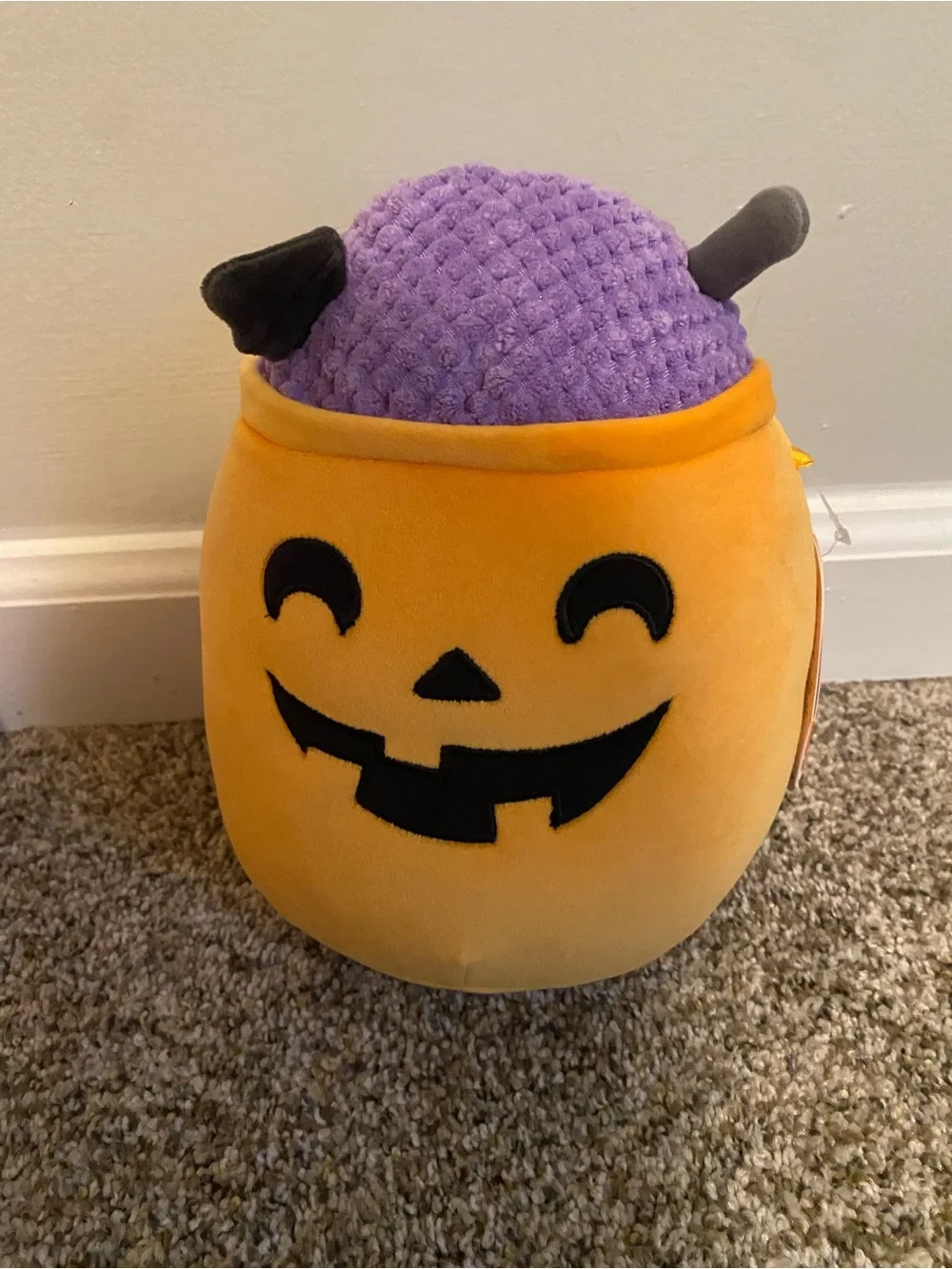 Halloween Squishmallow Bundle & Kids Orange Pumpkin Feather Trim Purse Bundle